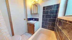 Full bath in the basement apartment.