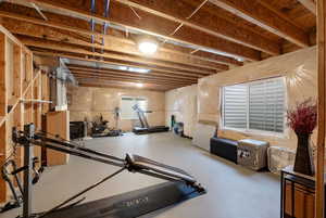 Exercise area with finished concrete floors