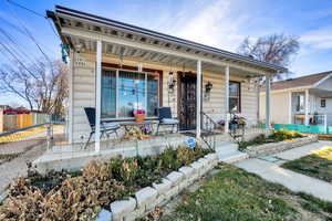 View of north front facing home featuring covered porch