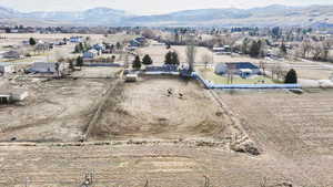 Aerial view of sparsely populated area featuring mountains