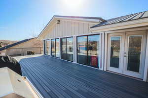 View of wooden terrace (AI talk, some would call it the deck.)
