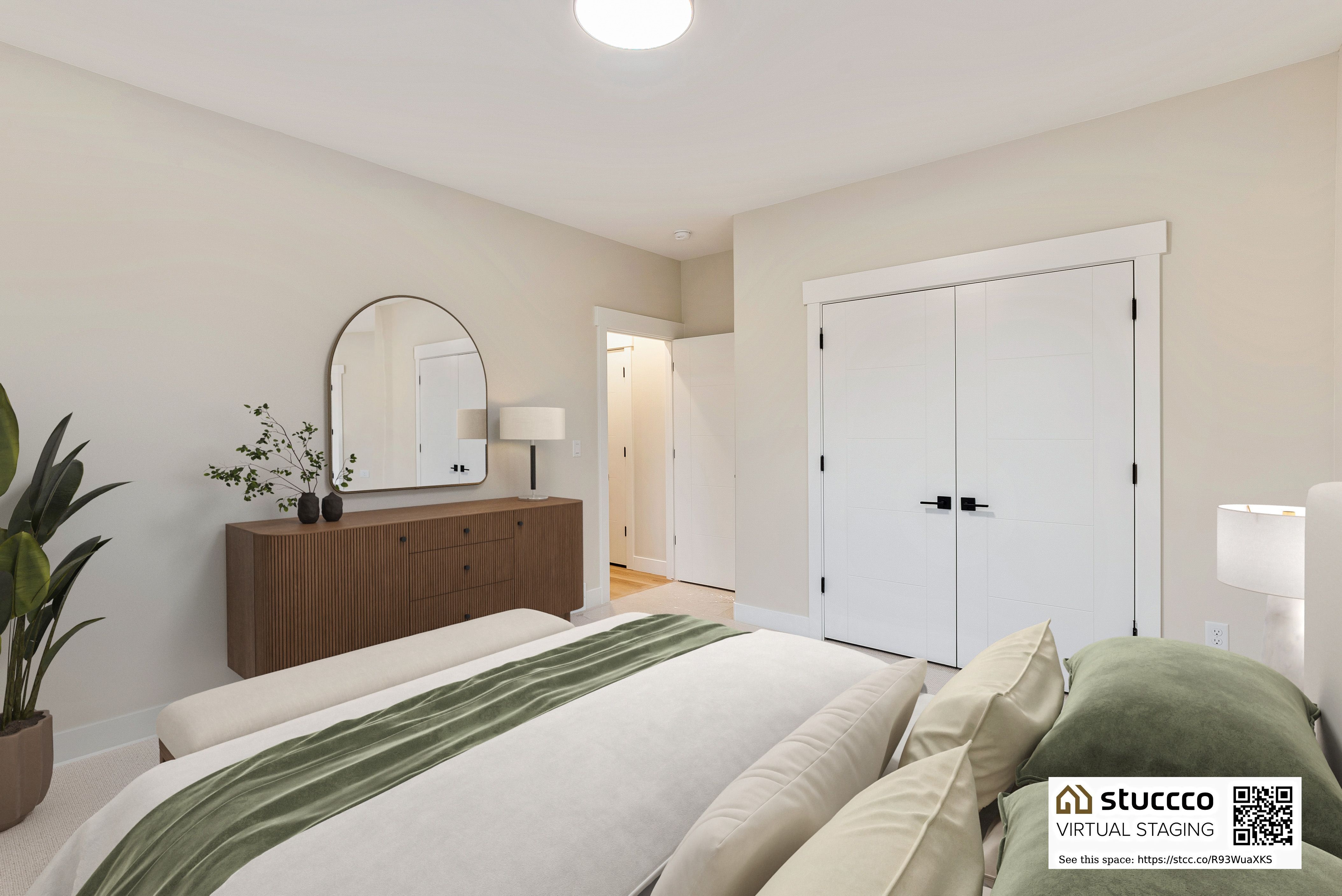 Bedroom #3:  featuring multiple windows and carpet. This room is virtually staged.