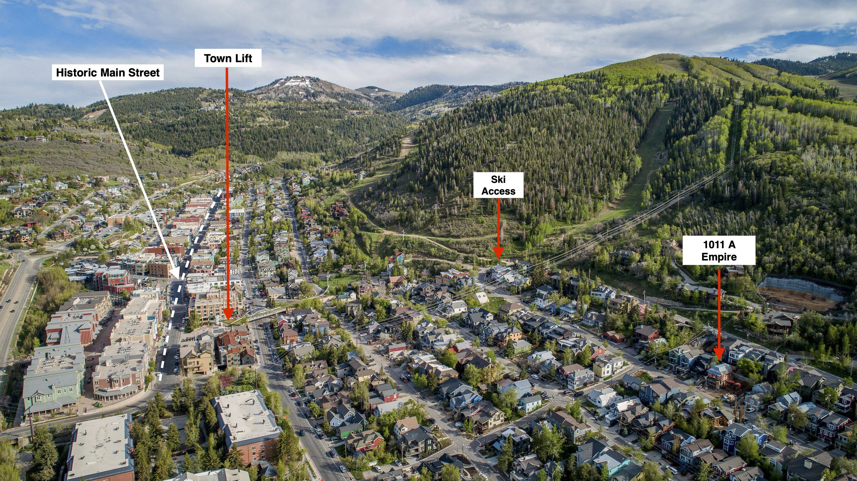 Aerial view of a mountain backdrop