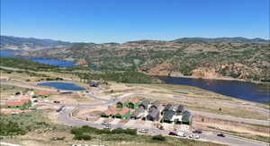 Drone / aerial view of a water and mountain view