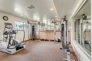 Workout area with recessed lighting