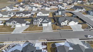 Aerial perspective of suburban area