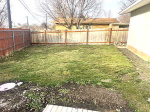 View of fenced backyard