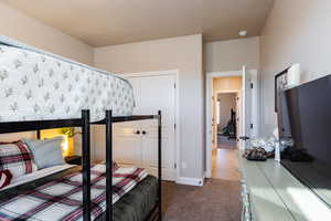 Bedroom 1 with french closet doors.