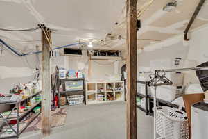 Unfinished basement storage room