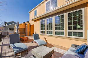 View of deck featuring outdoor seating space