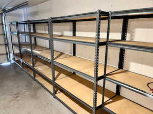 View of storage in garage