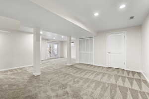 basement living room with walkout