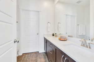 Bright primary bedroom with ample rich cabinet space
