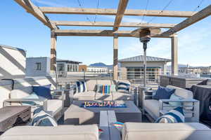Serene rooftop terrace with great views of both the Oquirrh Mountains and Wasatch Mountains