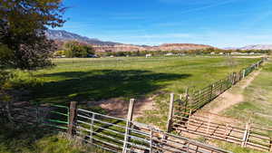 View of yard with a view of rural / pastoral area and a mountain view