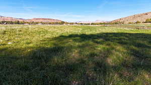 View of yard with a mountain view and a view of countryside