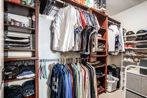 Walk in closet with carpet