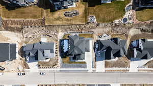 Aerial overview of property's location with nearby suburban area