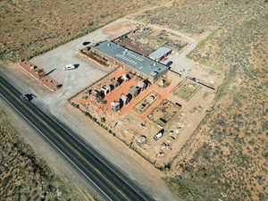 Overview of rural landscape featuring a desert landscape
