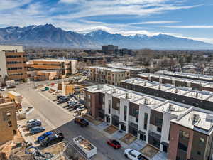 Drone / aerial view of a mountain backdrop