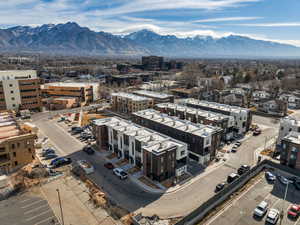 Bird's eye view of a mountainous background