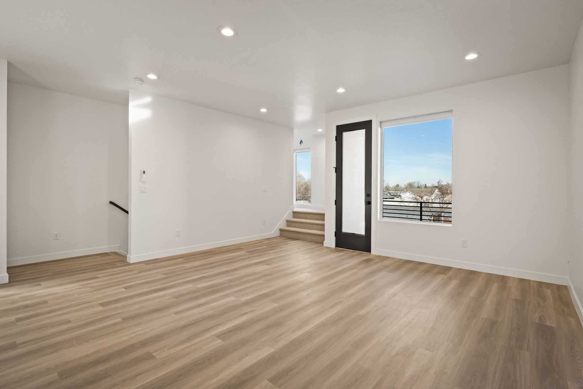 Spare room with recessed lighting and light wood-style floors