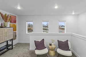 Living area featuring carpet floors