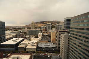 View of city with mountains