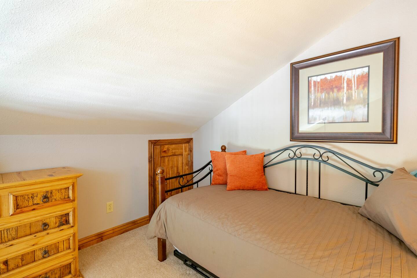 Loft bedroom with large storage closet