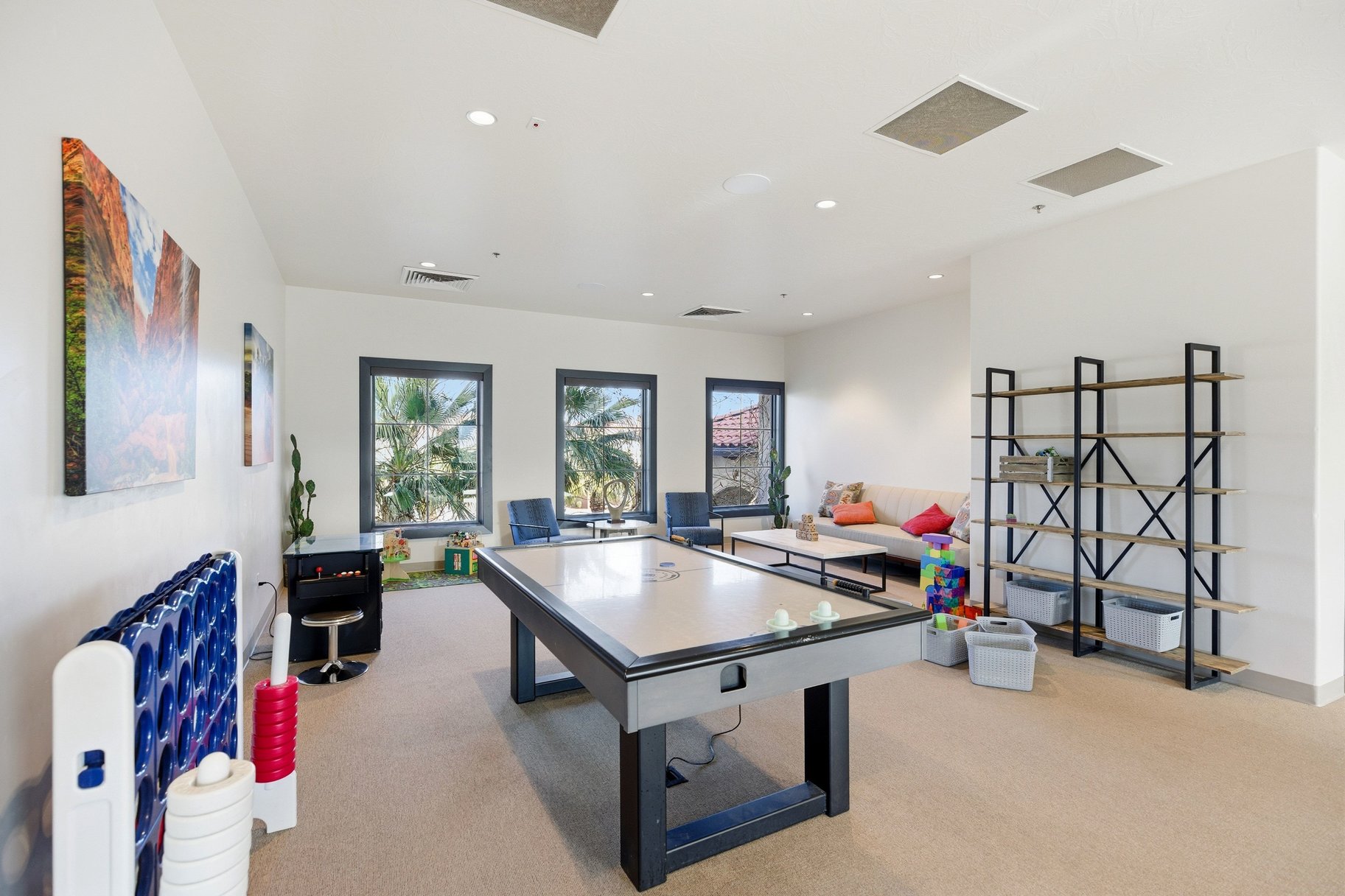 Game room with recessed lighting