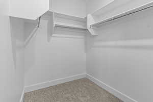 Walk in closet featuring carpet floors