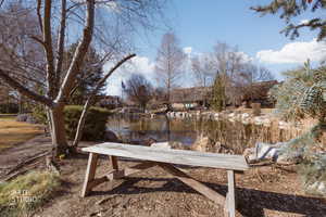 View of neighborhood park featuring a water view