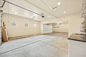 Garage with recessed lighting