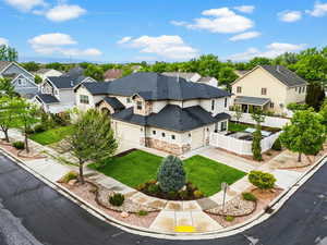 Aerial perspective of suburban area