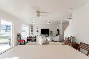 Living area with ceiling fan