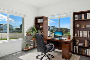 Upstairs Bedroom 3 with Carpeted home office featuring plenty of natural light
