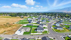 Aerial perspective of suburban area
