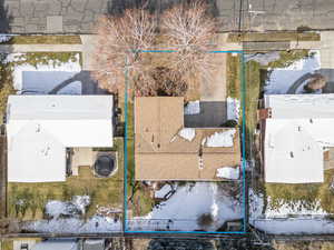 Aerial overview of property's location featuring property boundaries highlighted