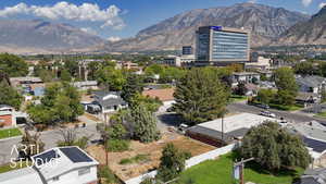 View of mountain background with nearby suburban area