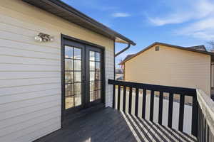 Wooden terrace with french doors