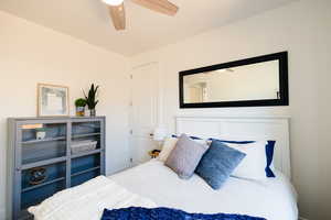 Bedroom featuring ceiling fan