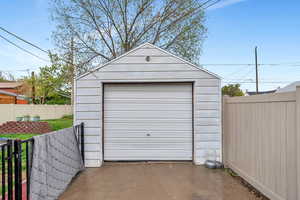 View of detached garage