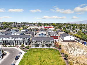 Aerial perspective of suburban area