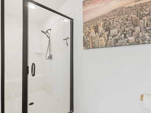 Bathroom with a stall shower