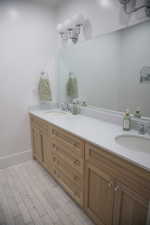 Full bath featuring double vanity