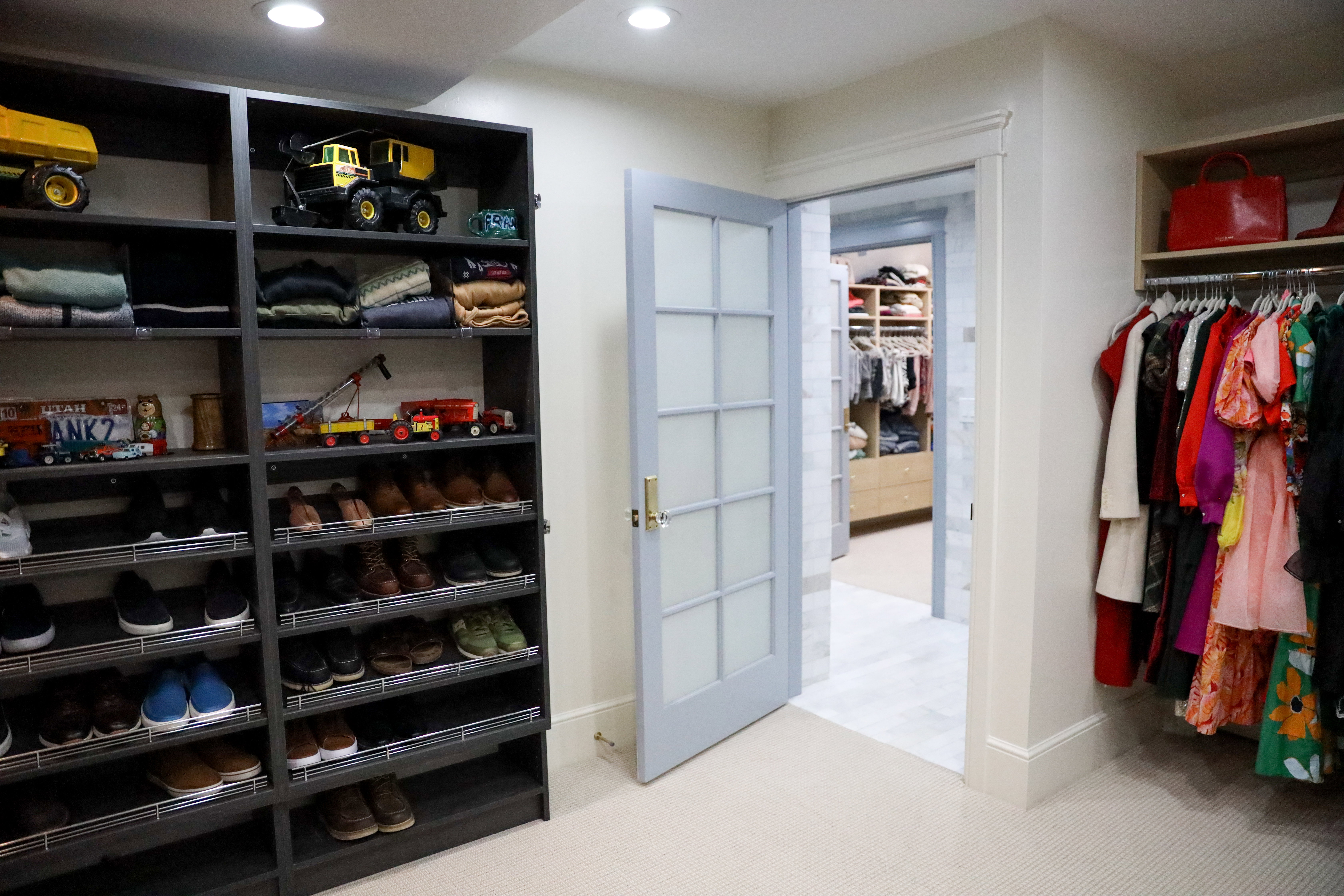 Walk in closet with built in shelving
