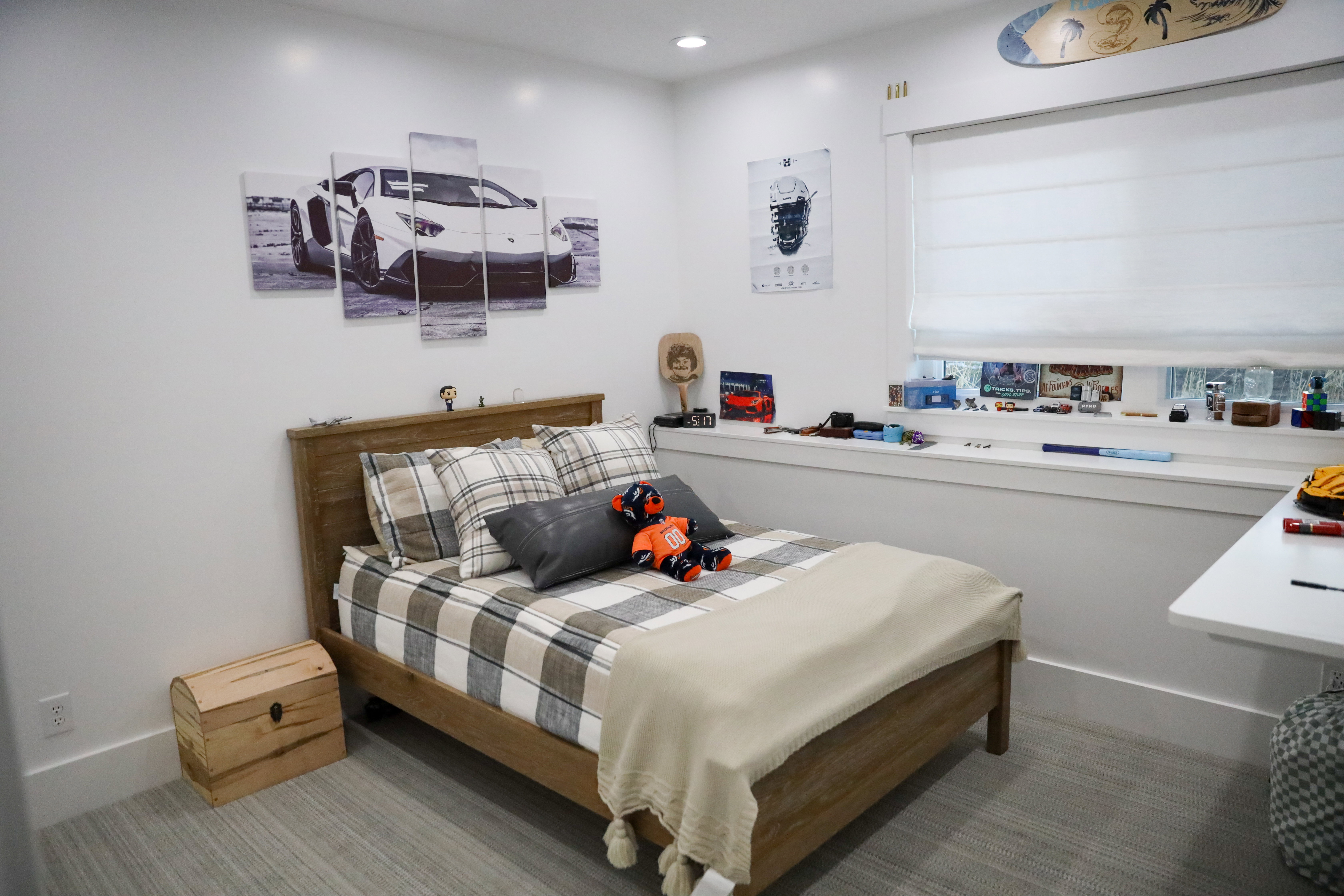 Carpeted bedroom featuring recessed lighting