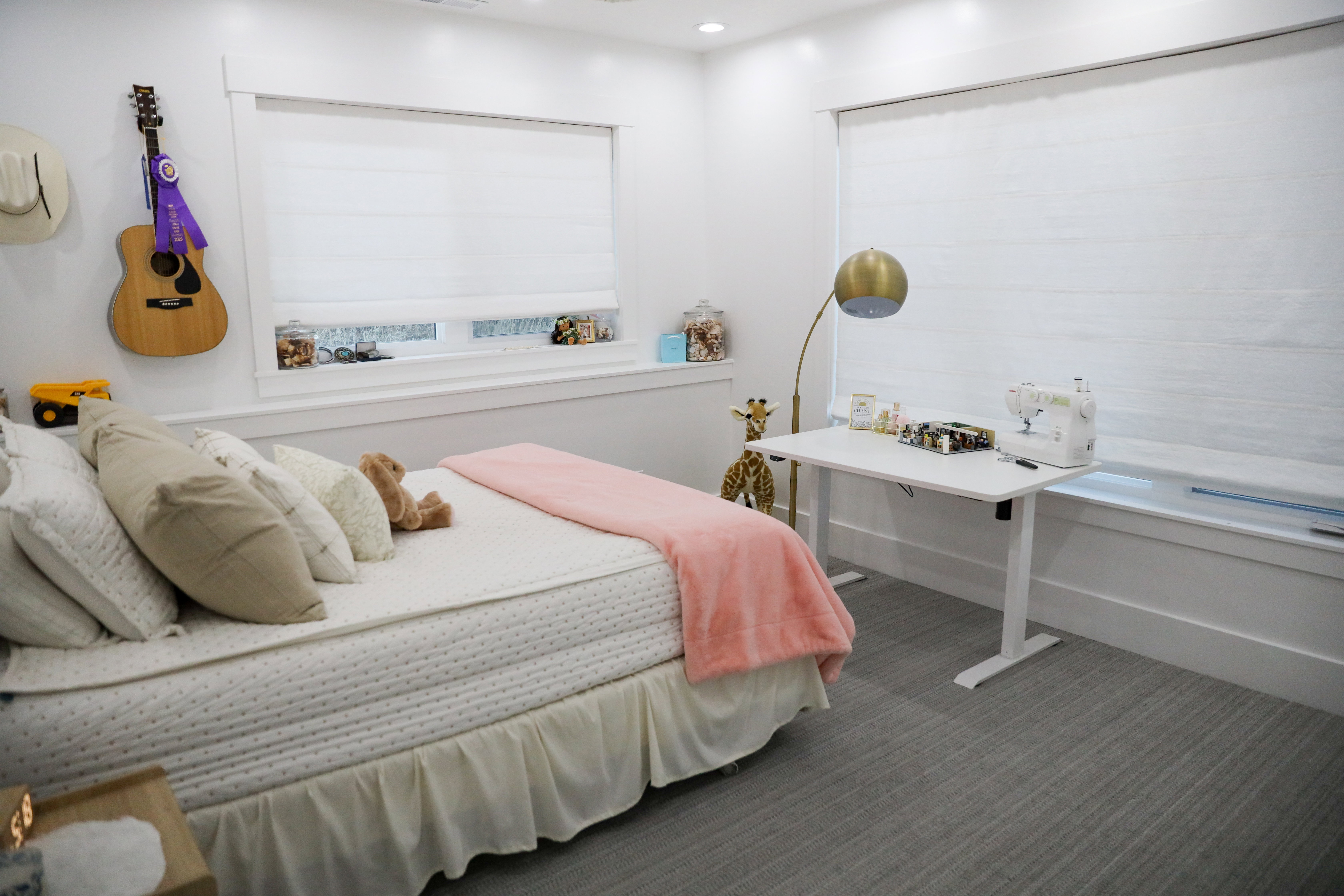 Carpeted bedroom featuring recessed lighting