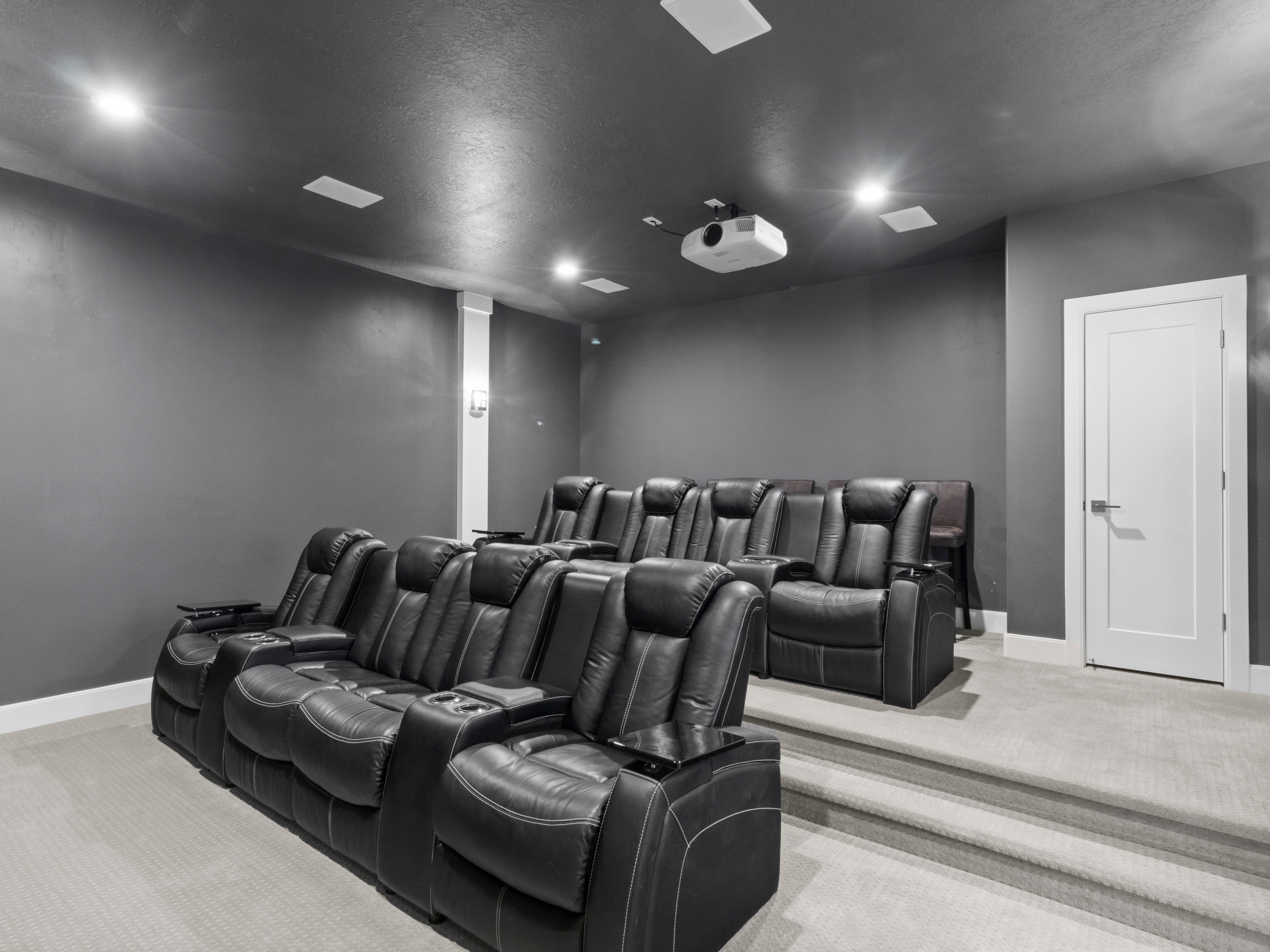 Cinema with carpet flooring