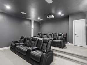 Cinema with carpet flooring